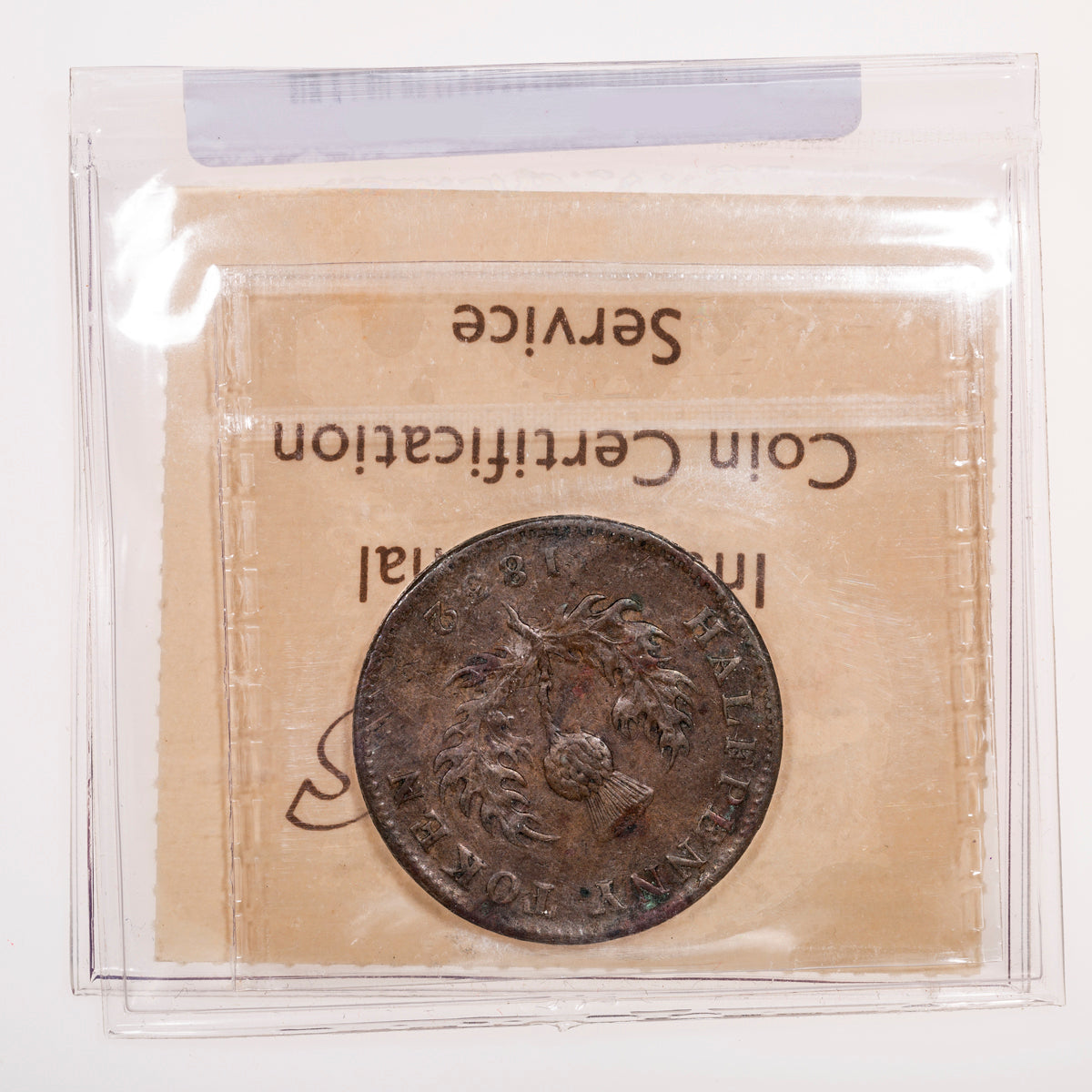 Nova Scotia CH# NS-1D3 Thistle George IV Halfpenny Token 1832 Equal ribbons, Engrailed ICCS EF-40