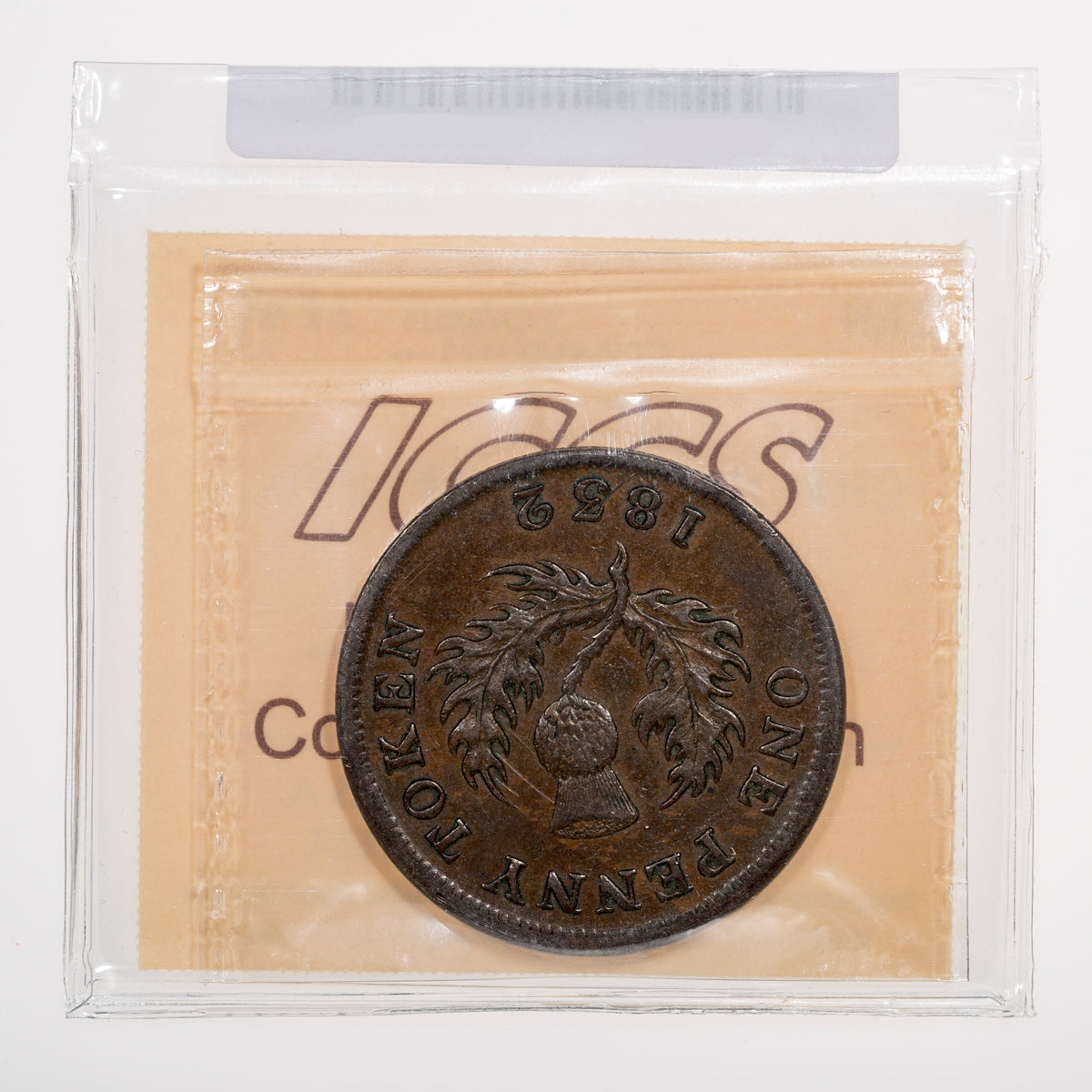 Nova Scotia CH# NS-2B2 Thistle George IV One Penny Token 1832 Bow near head ICCS EF-40