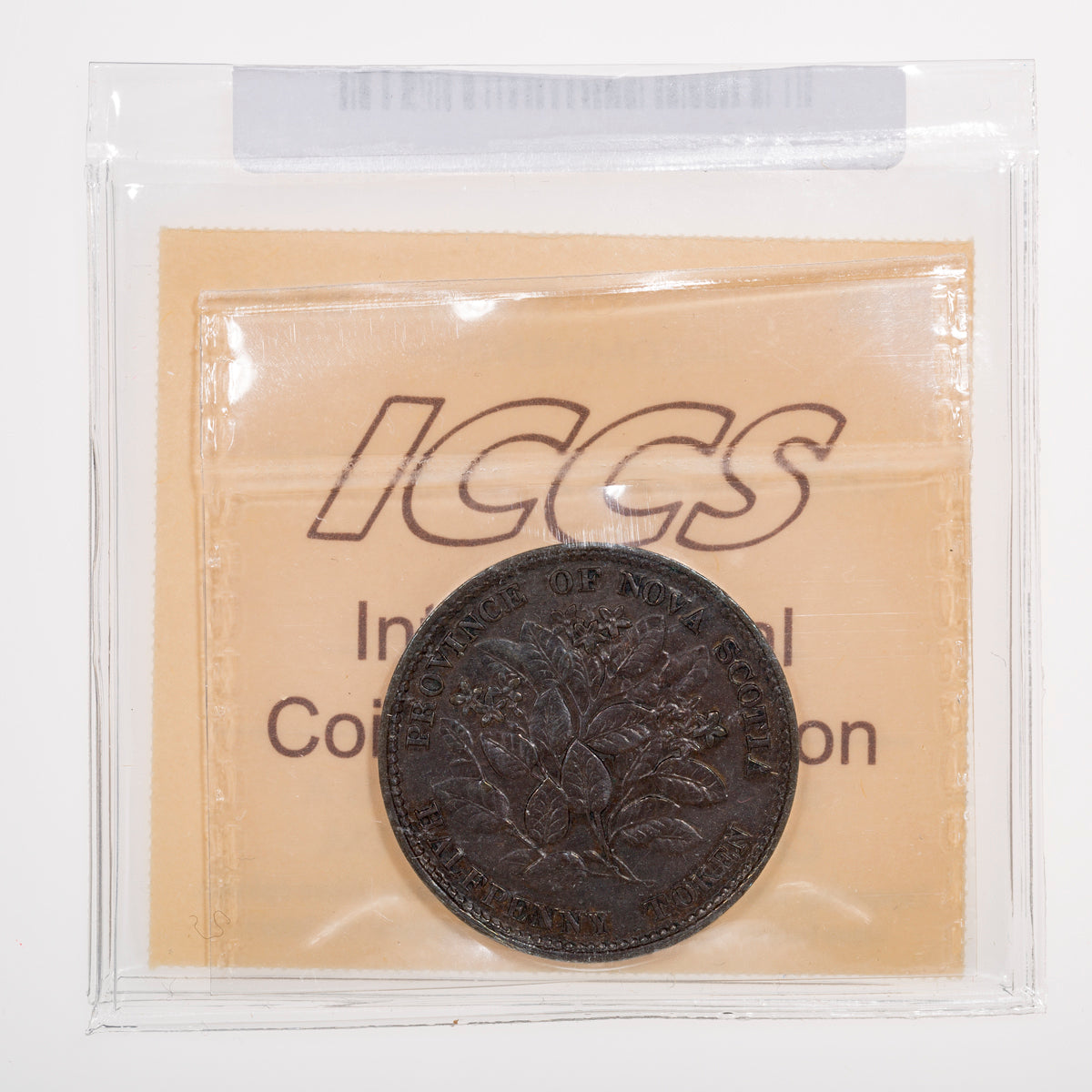 Nova Scotia CH# NS-5A2 Victoria Mayflower Halfpenny Token 1856 Bronze  ICCS EF-40