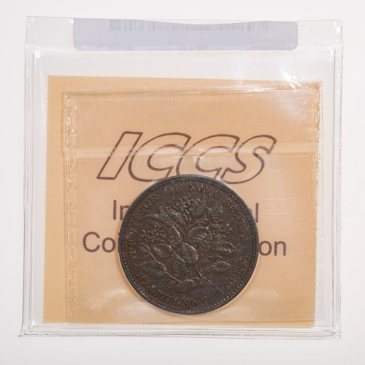 Nova Scotia CH# NS-5A4 Victoria Mayflower Halfpenny Token 1856 Bronze ICCS VF-30
