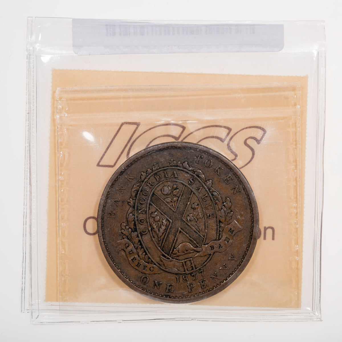 Lower Canada CH# LC-9B2 Province Du Bas Canada One Penny Quebec Bank 1837 Strong, No period ICCS VF-30