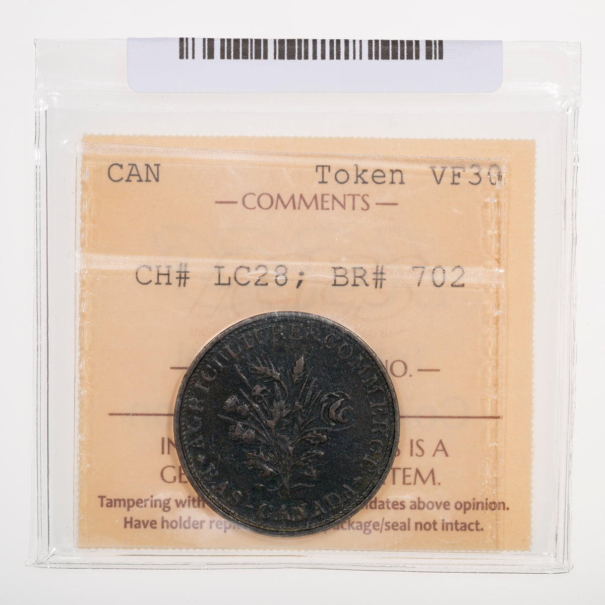 Lower Canada CH# LC-28 Bouquet Sou Belleville 18 Leaves 1 Shamrock ND Copper ICCS VF-30