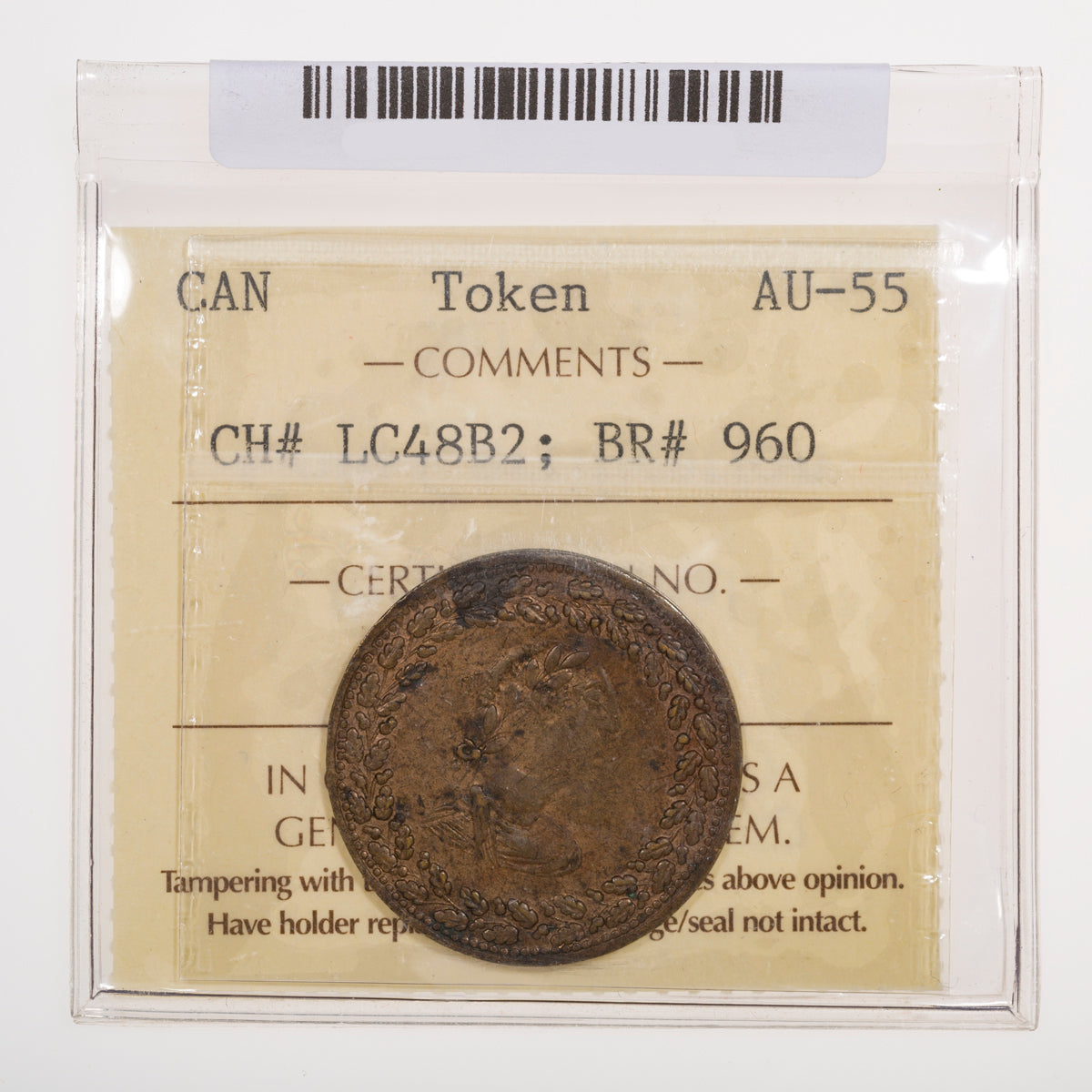 Lower Canada CH# LC-48-17 Tiffin Token 1812 Brass ICCS AU-55