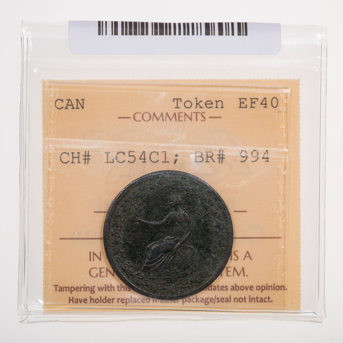 Lower Canada CH# LC-54C1 Spread Eagle Halfpenny Token 1813 Copper ICCS EF-40