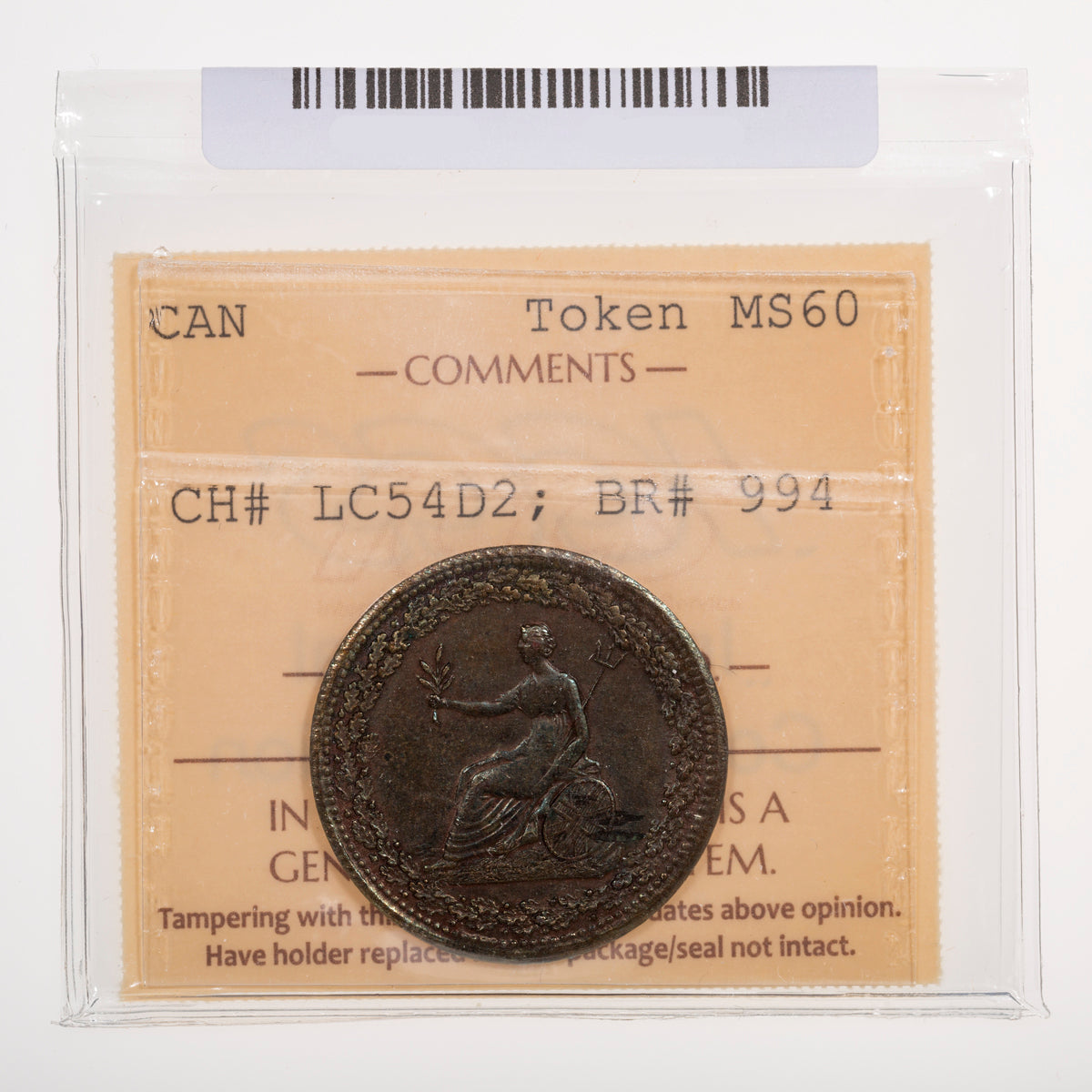 Lower Canada CH# LC-54D2 Spread Eagle Imitation Halfpenny Token 1815 Clockwise ICCS MS-60
