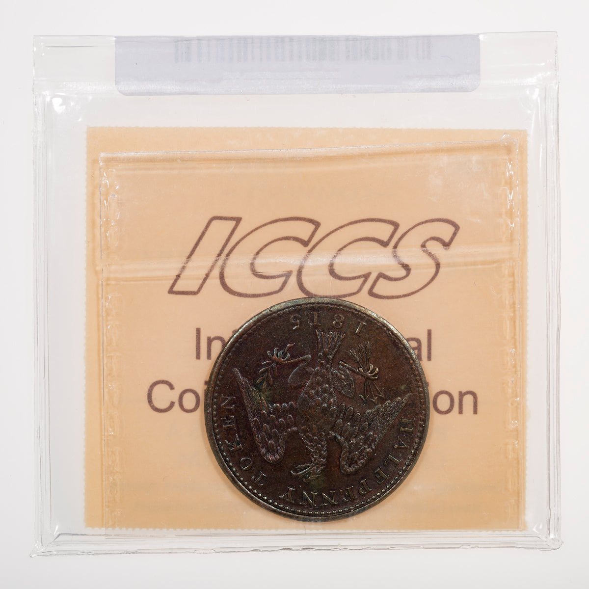 Lower Canada CH# LC-54D2 Spread Eagle Imitation Halfpenny Token 1815 Clockwise ICCS MS-60