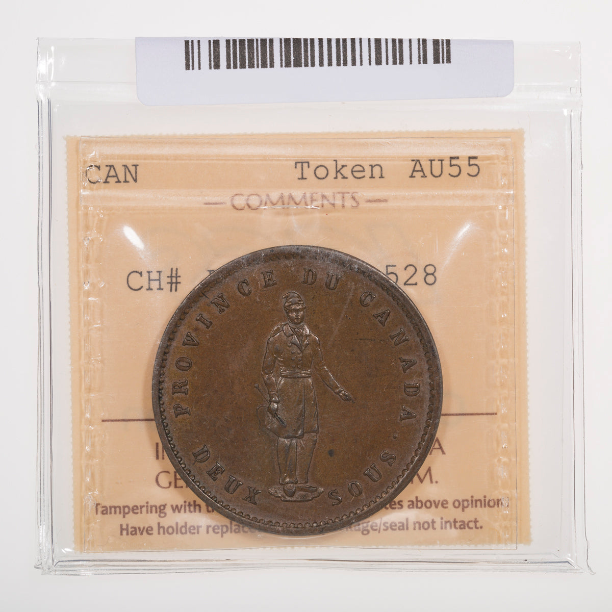Province of Canada CH# PC-4 Quebec Bank One Penny 1852 ICCS AU-55