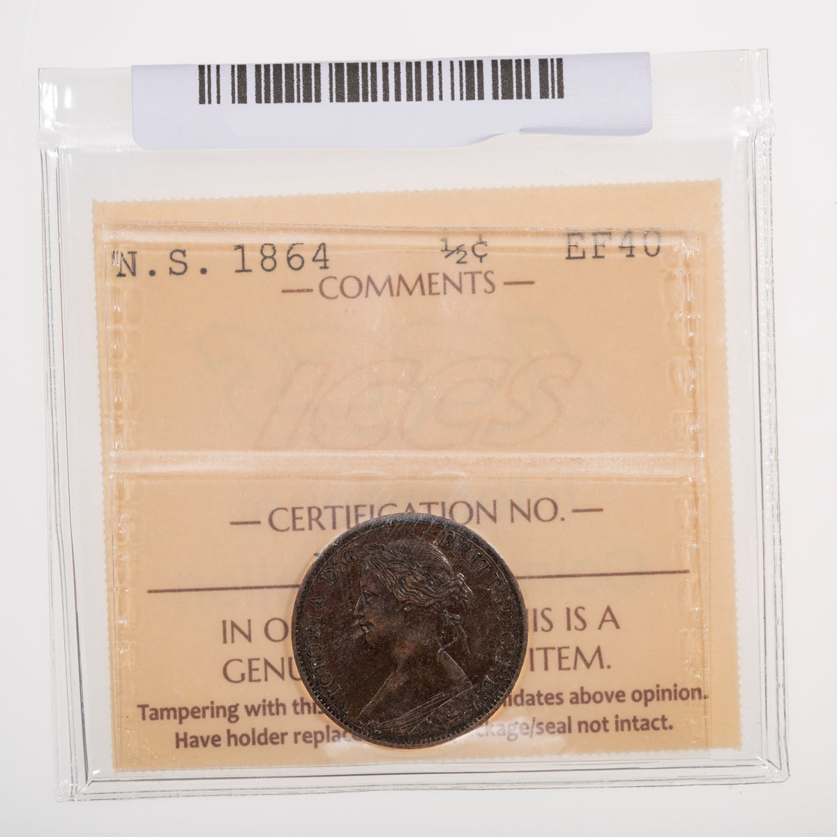 NS Half Cent 1864 ICCS EF-40