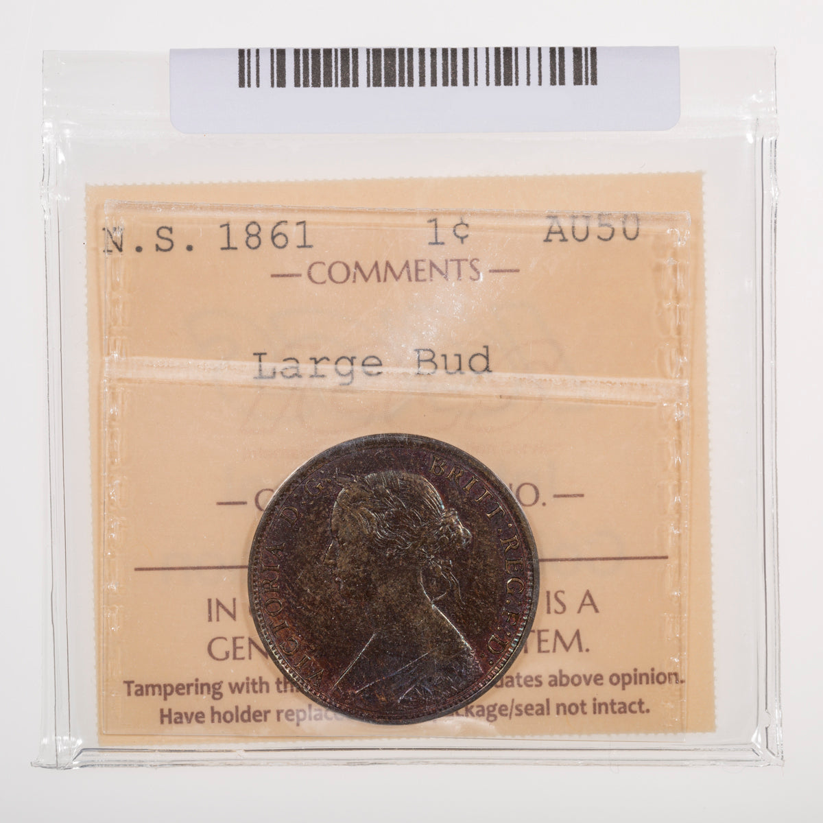 NS 1 Cent 1861 Large Bud ICCS AU-50