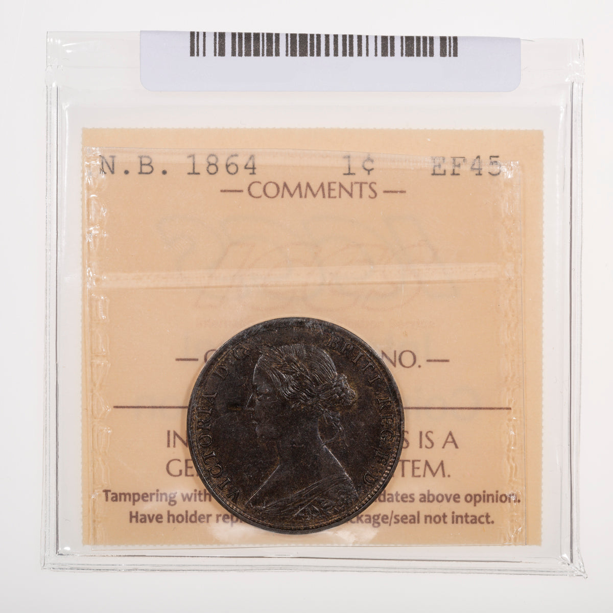 NB 1 Cent 1864 Short 6 ICCS EF-45