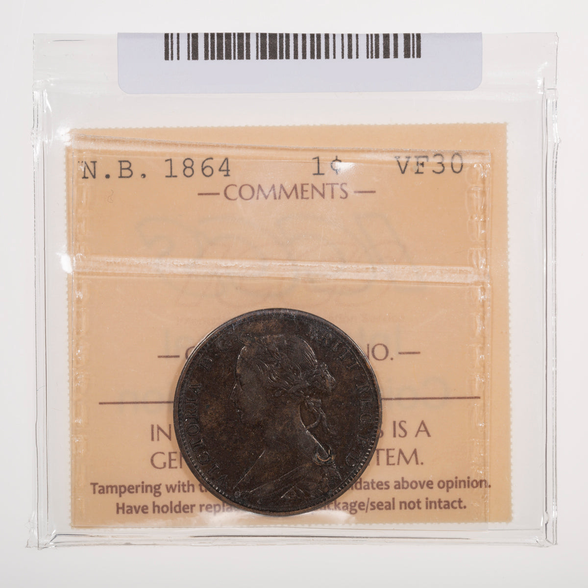 NB 1 Cent 1864 Long 6 ICCS VF-30