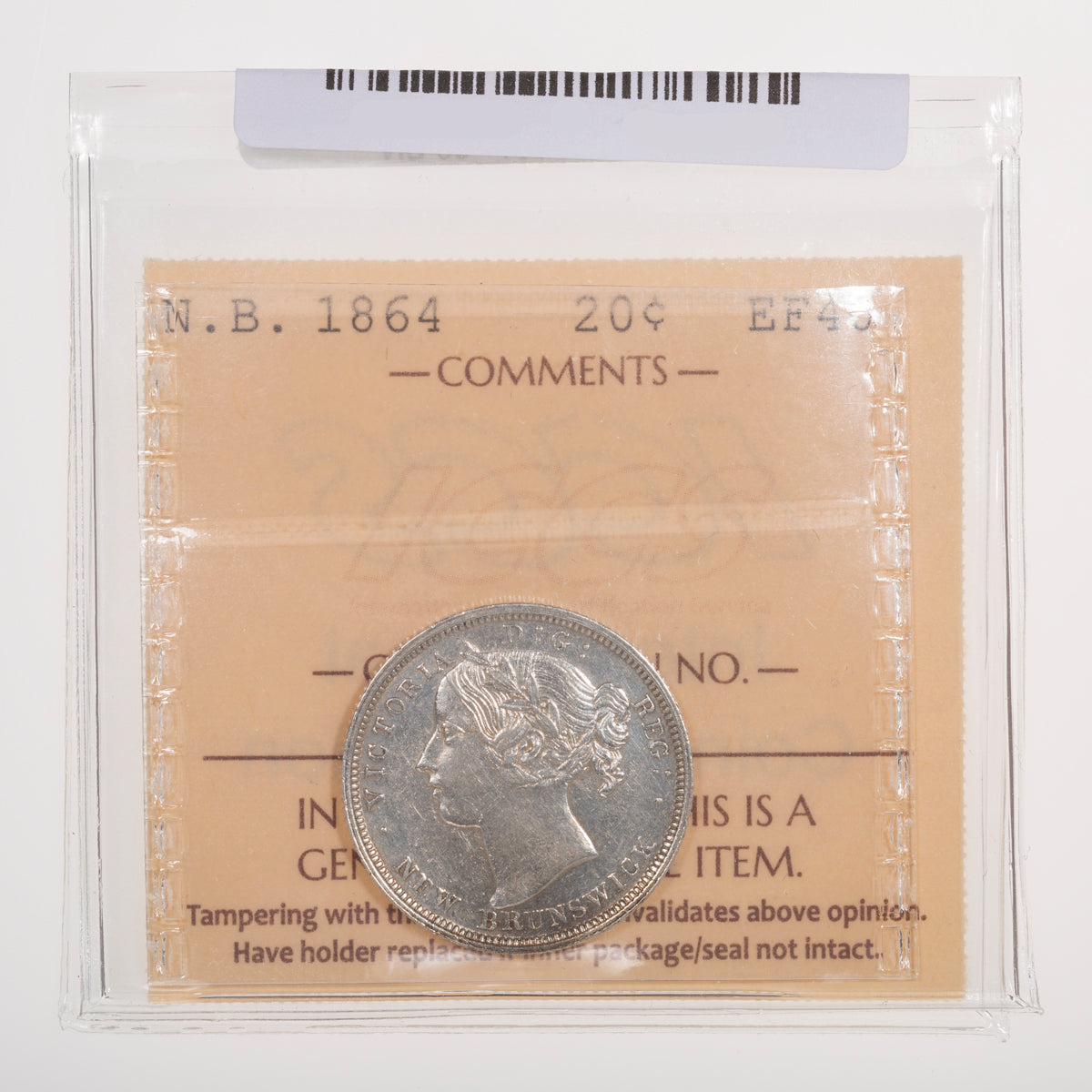 NB 20 Cent 1864 ICCS EF-40