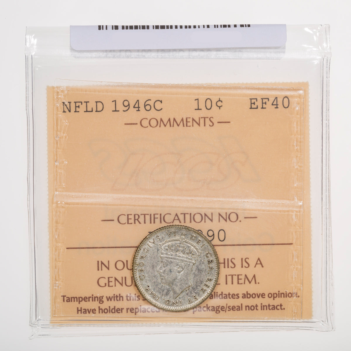 NFLD 10 Cent 1946C ICCS EF-40