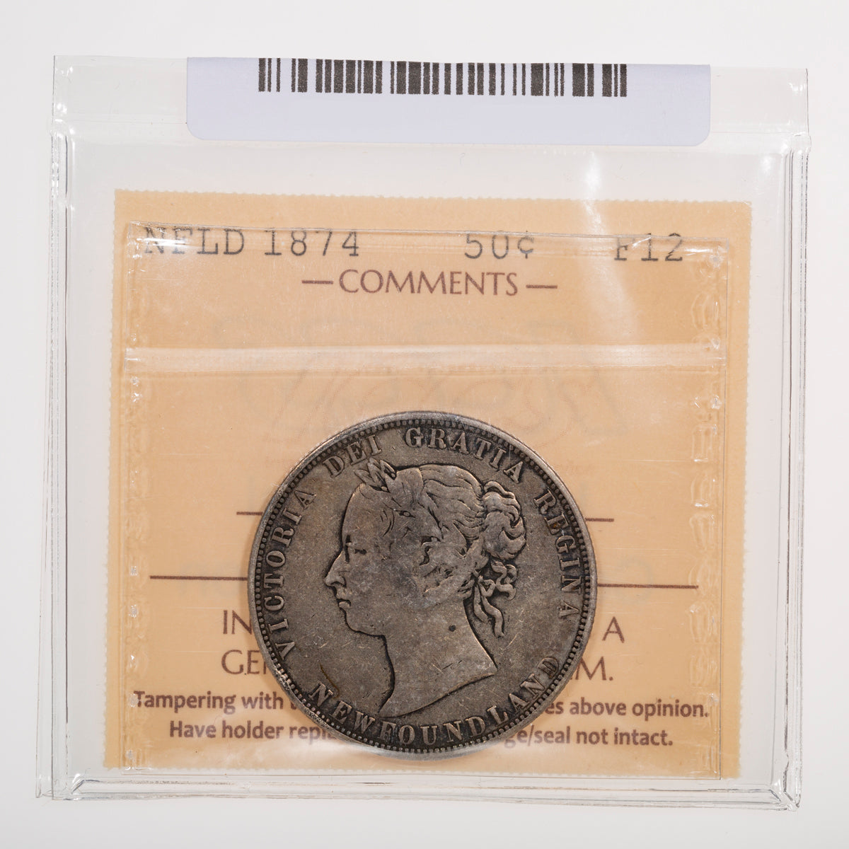 NFLD 50 Cent 1874 ICCS F-12