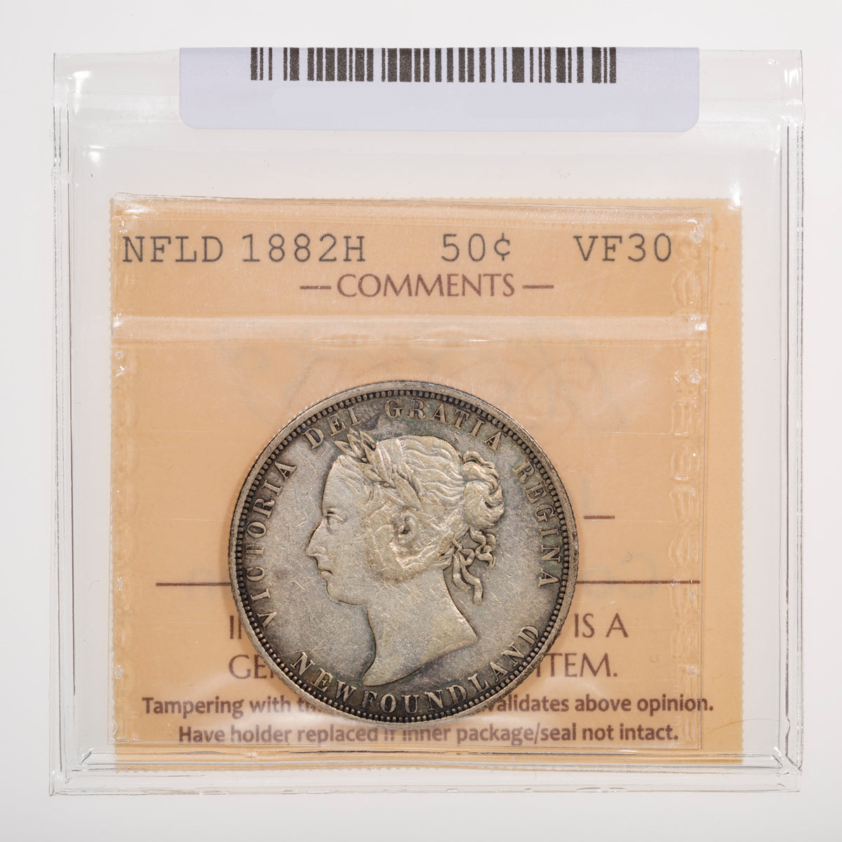 NFLD 50 Cent 1882H ICCS VF-30