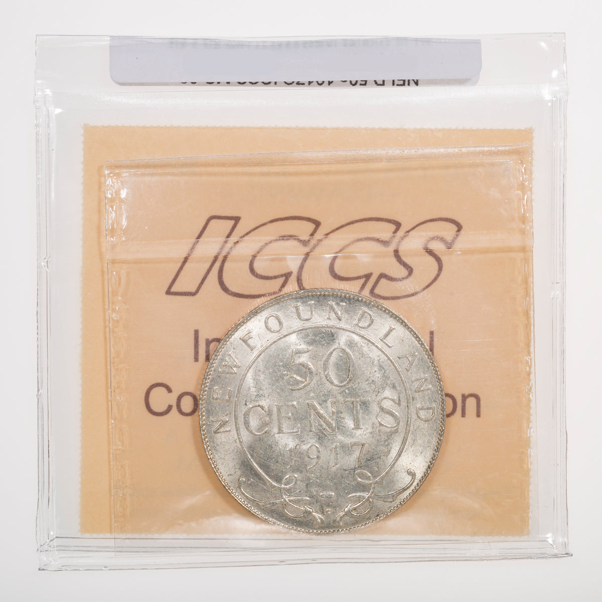 NFLD 50 Cent 1917C ICCS MS-60