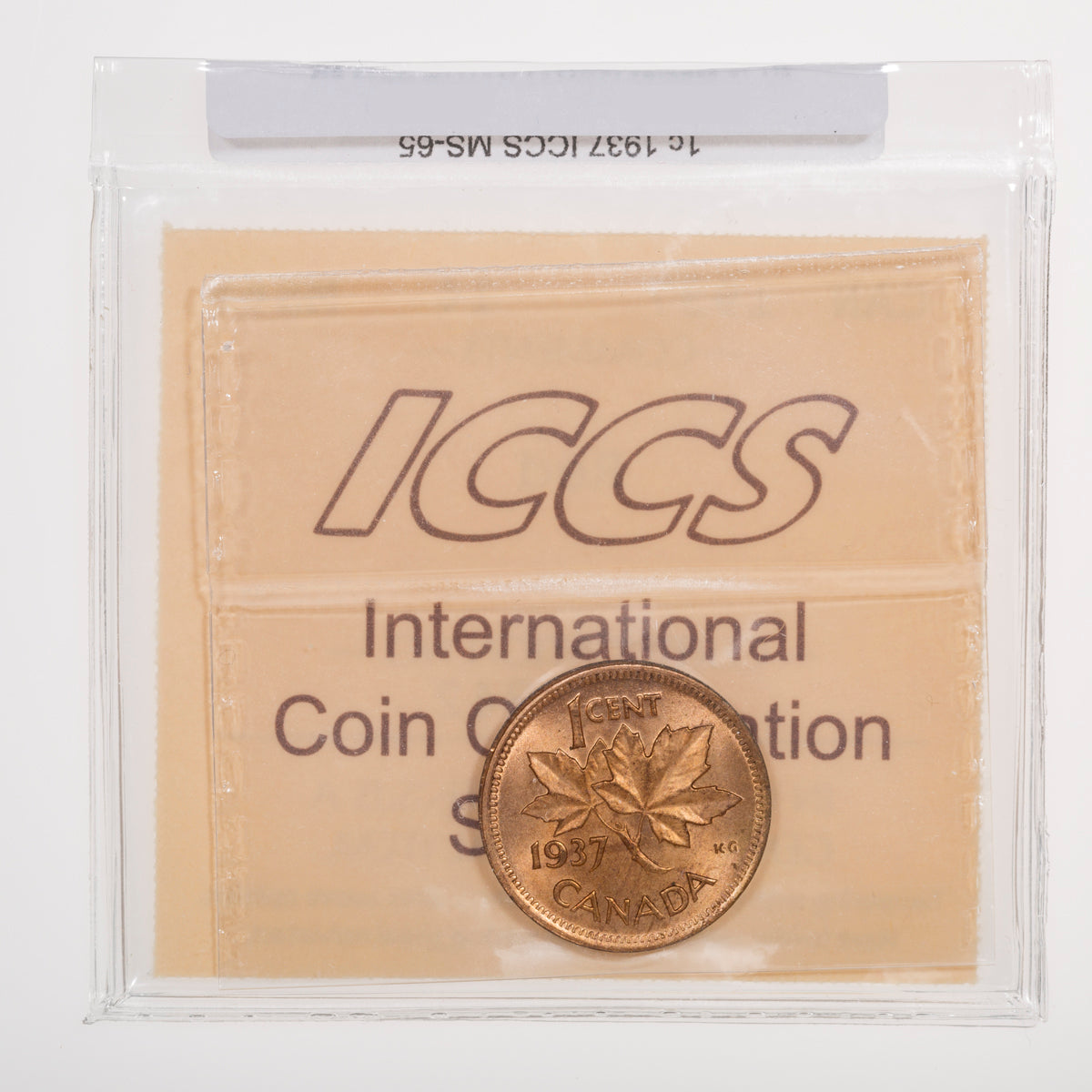 1 Cent 1937 ICCS MS-65 Red