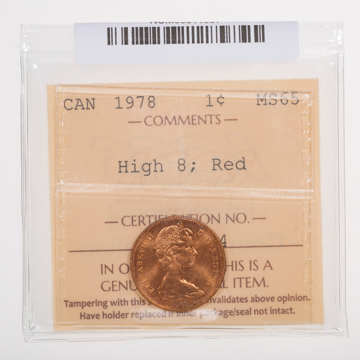 1 Cent 1978 High 8 ICCS MS-65 Red