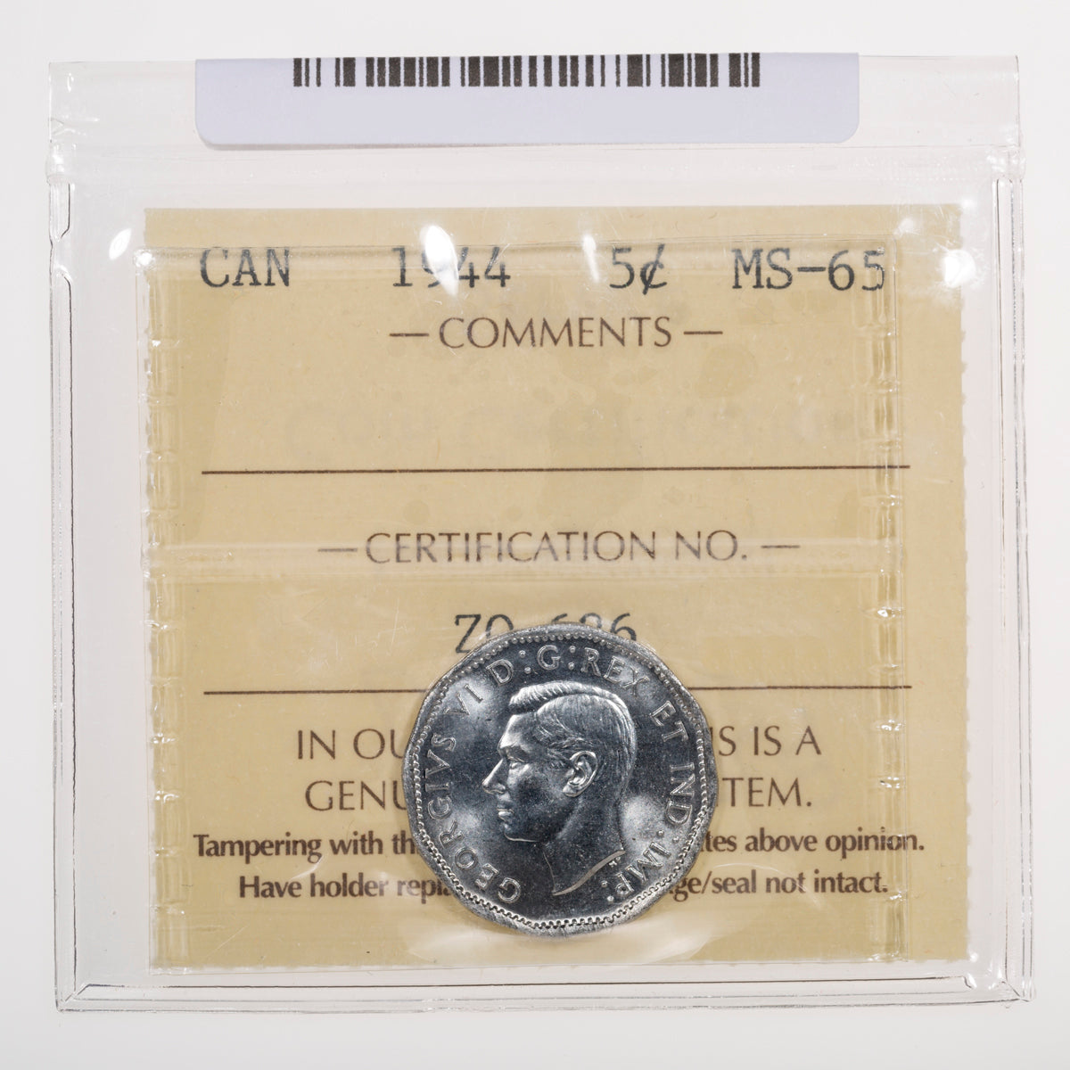 5 Cent 1944 ICCS MS-65