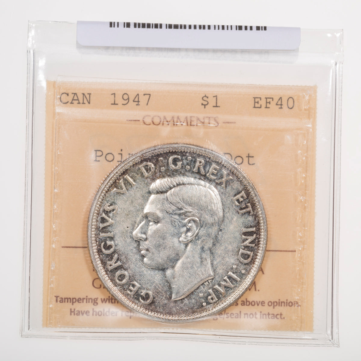 $1 1947 Pointed 7 Dot ICCS EF-40