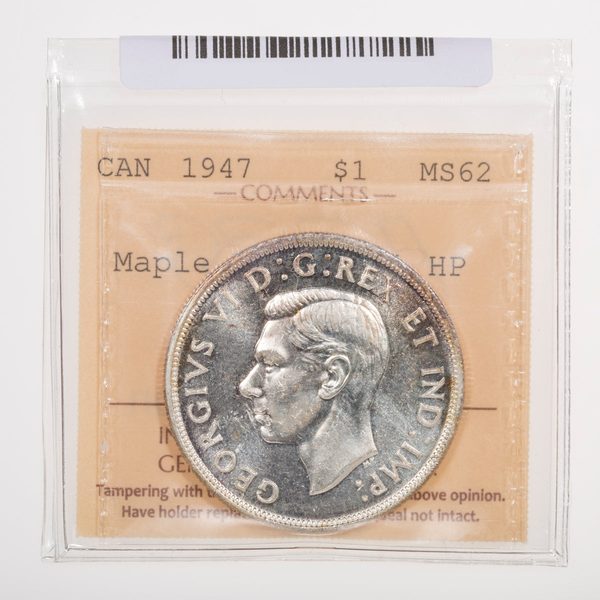 $1 1947 Maple Leaf Double HP ICCS MS-62