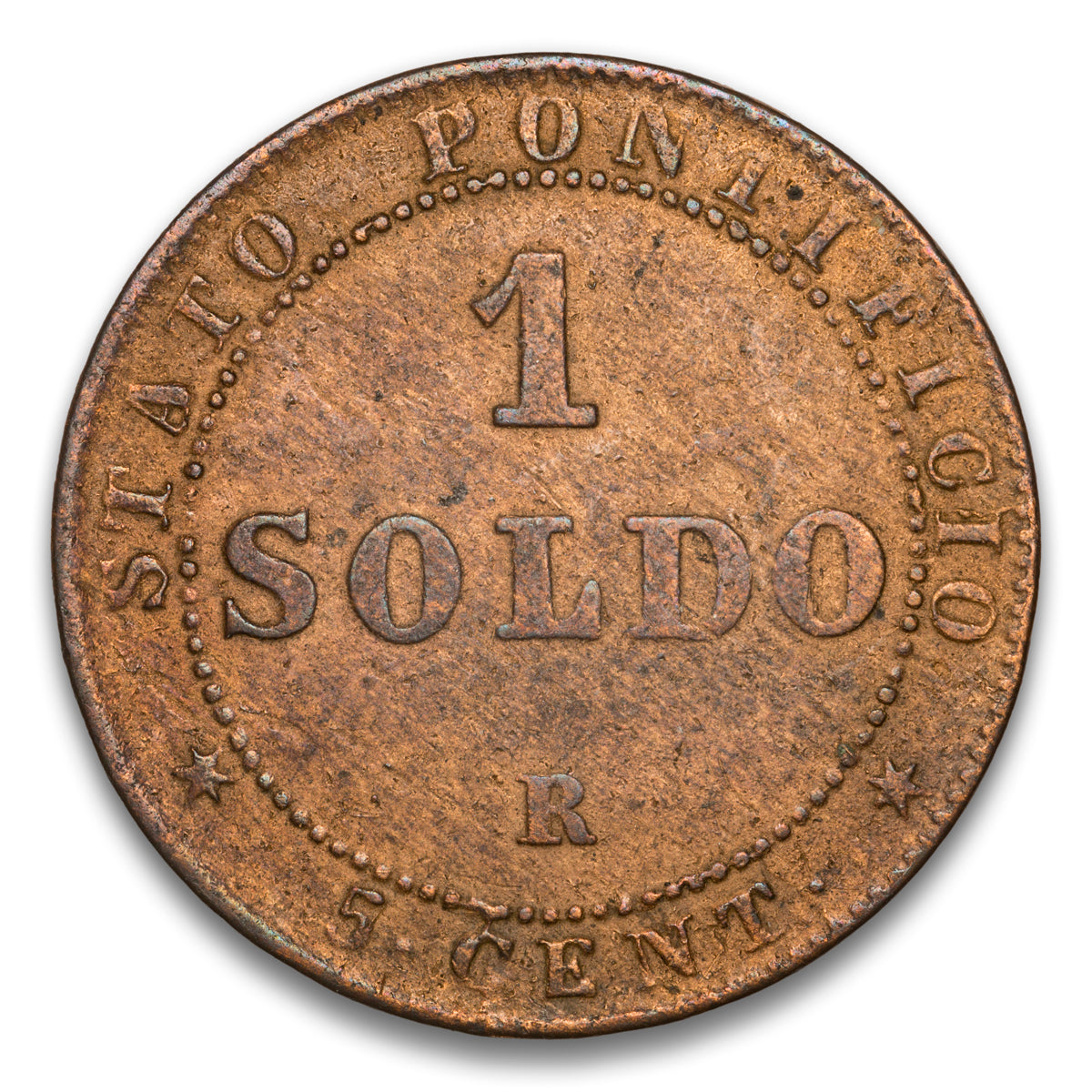 Papal States - Italy Base 1 Soldo 1867 R