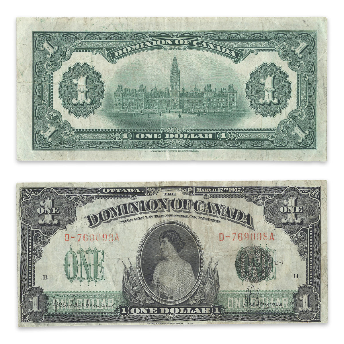 $1 1917 DC-23c Hyndman-Saunders Prefix D Suffix A F-12