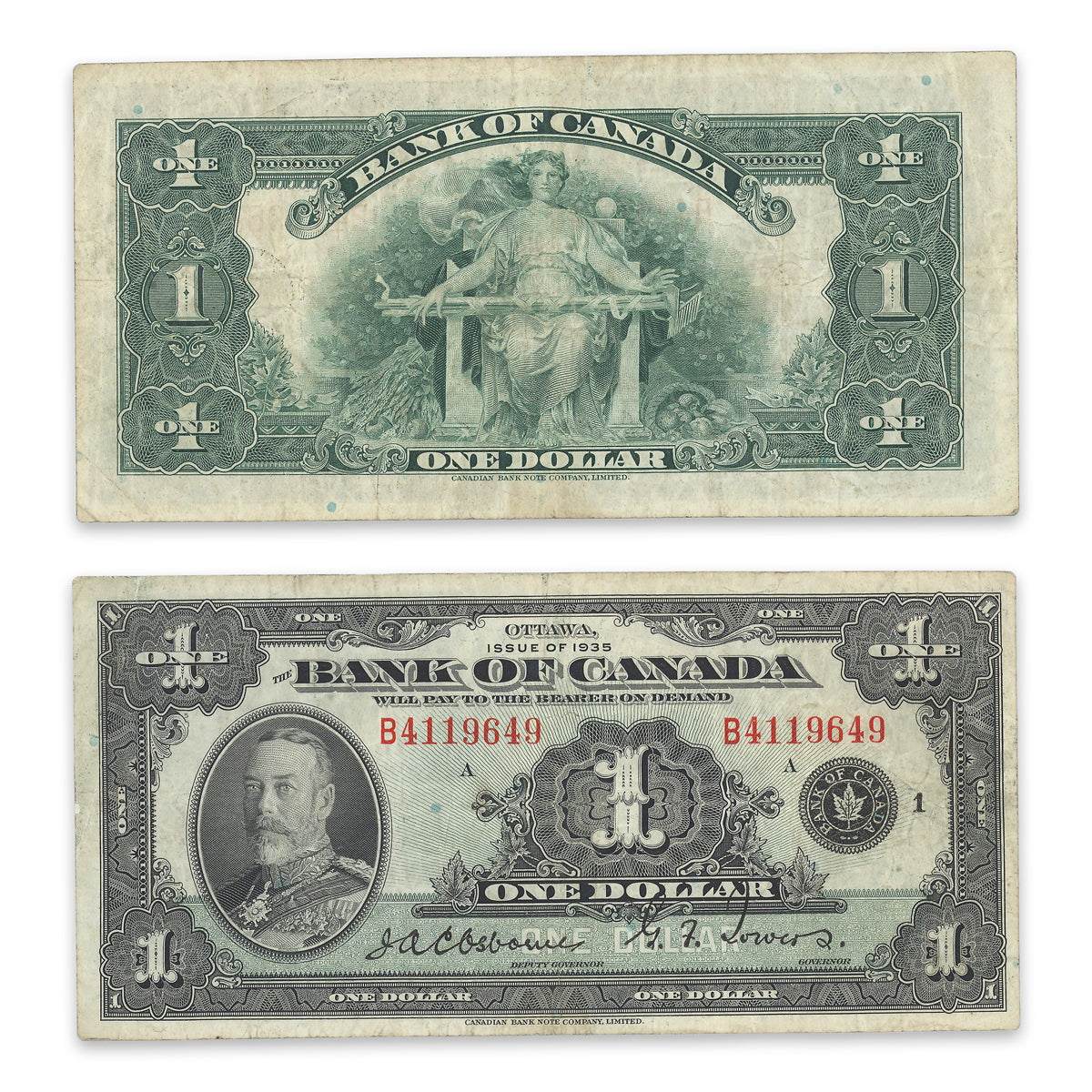 $1 1935 English BC-1 Osborne-Towers Prefix B VF-30