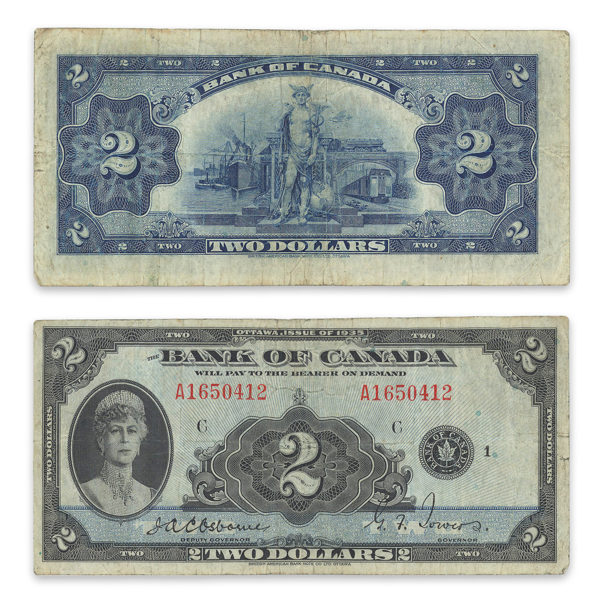 $2 1935 English BC-3 Osborne-Towers Prefix A VF-20