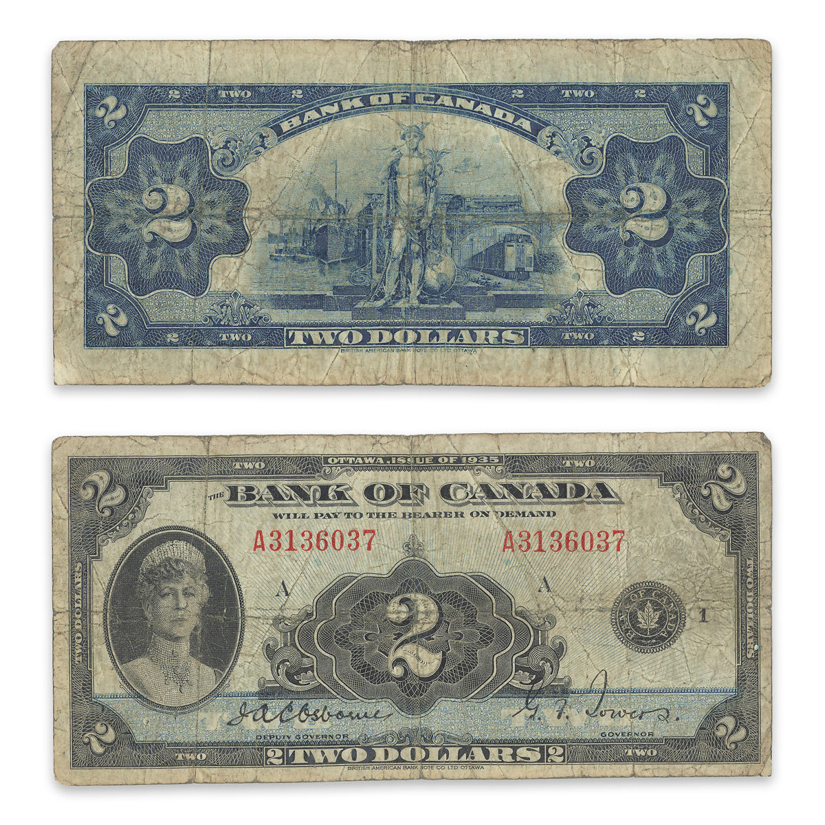 $2 1935 English BC-3 Osborne-Towers Prefix A VG-10