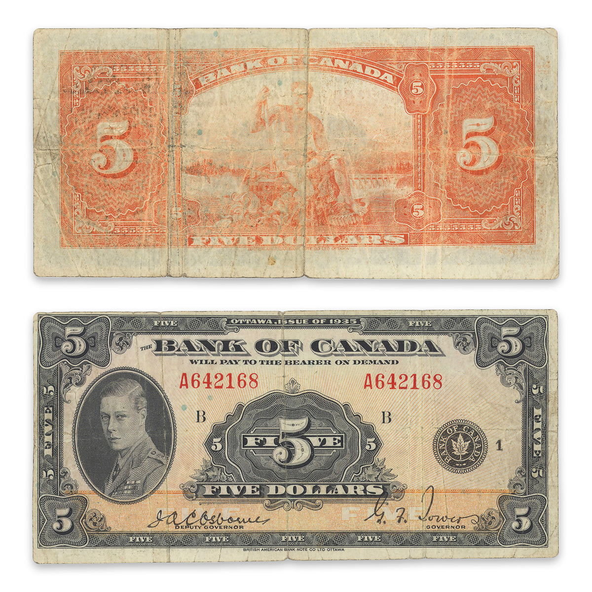 $5 1935 English BC-5 Osborne-Towers Prefix A VG-10