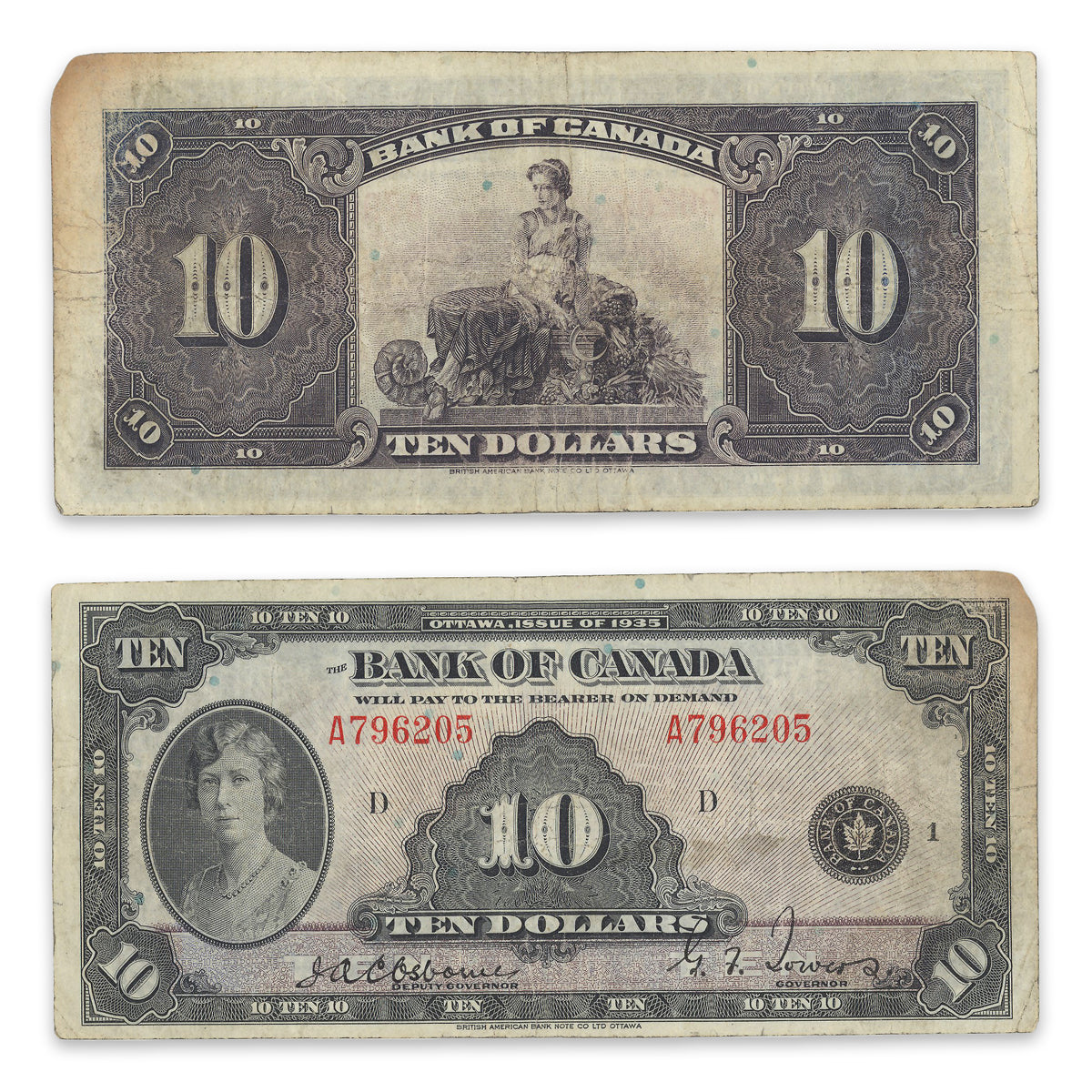 $10 1935 English BC-7 Osborne-Towers Prefix A F-12