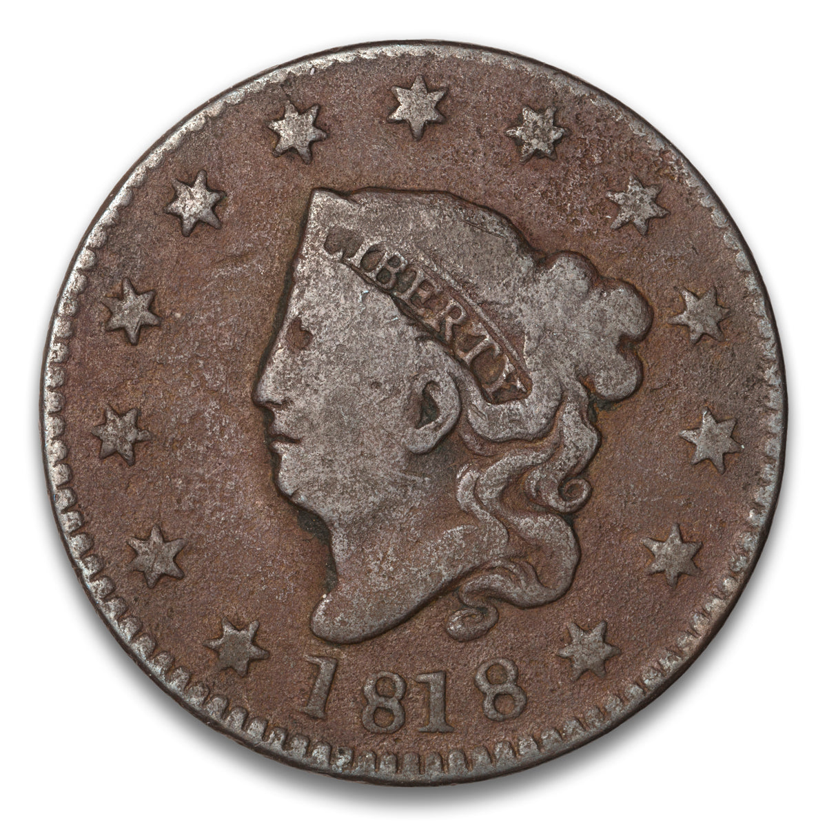 US 1 Cent Coronet 1818 Non-Certified VG-8