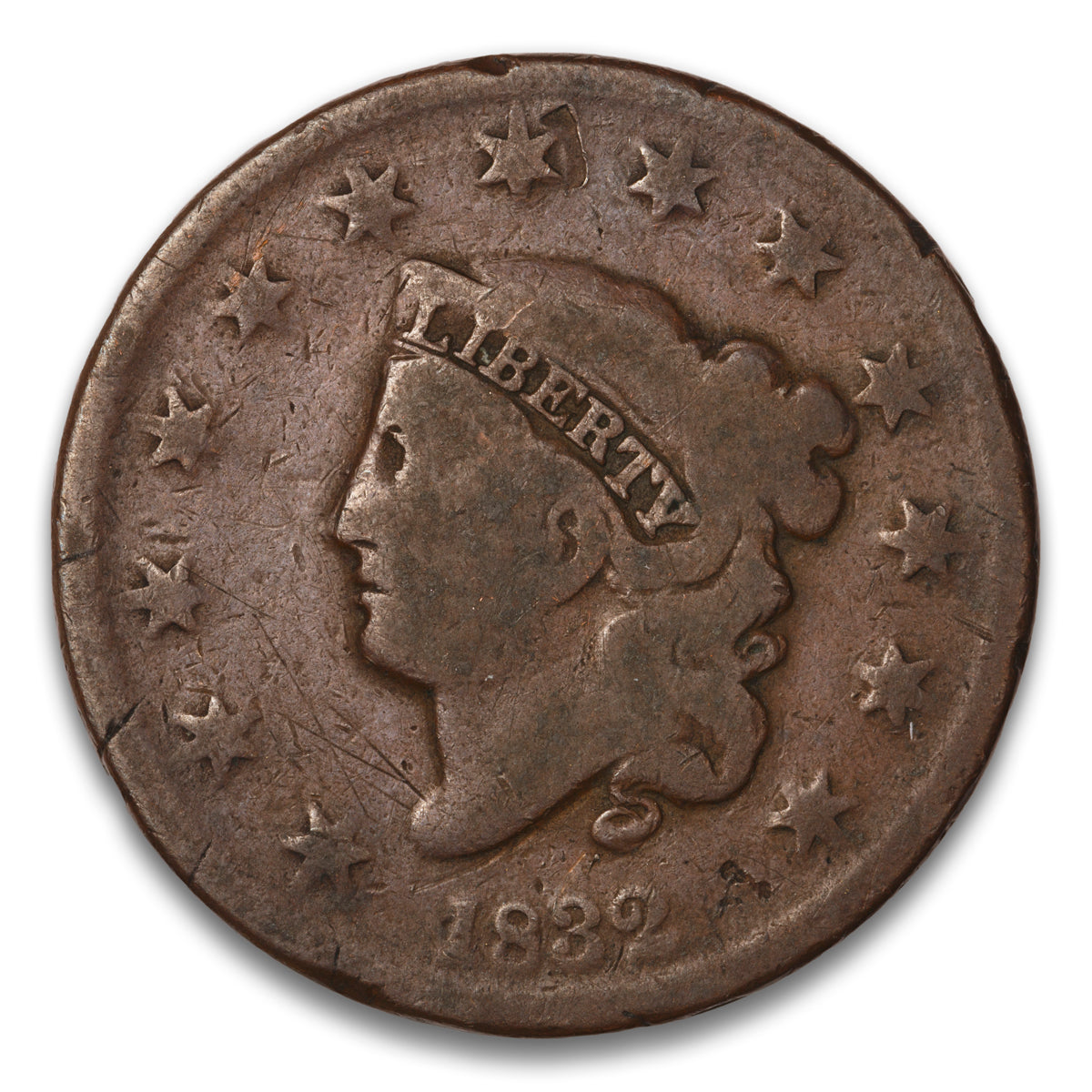 US 1 Cent Coronet 1832 Medium Letters Non-Certified G-6