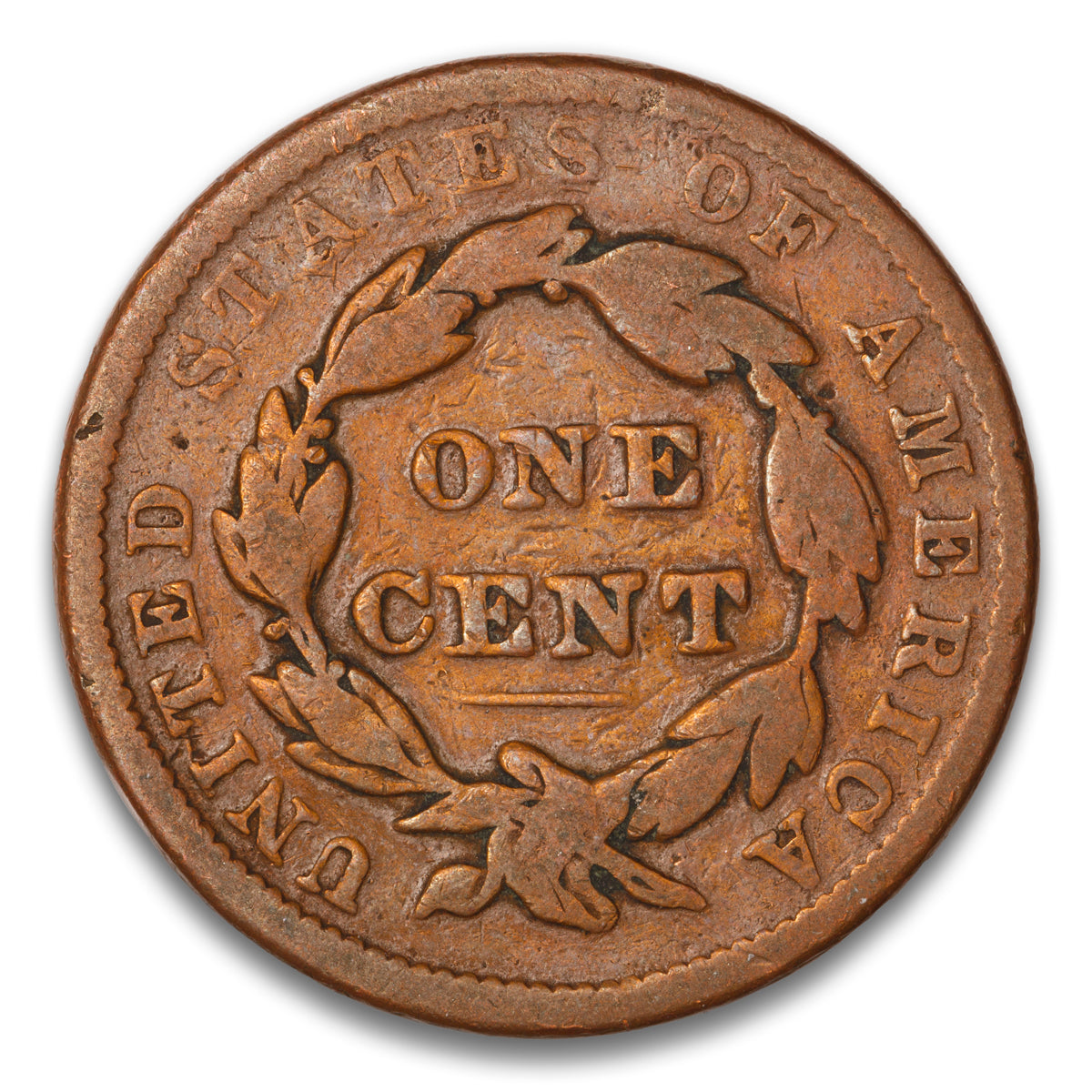 US 1 Cent Coronet 1837 Beaded Cord Non-Certified VG-8