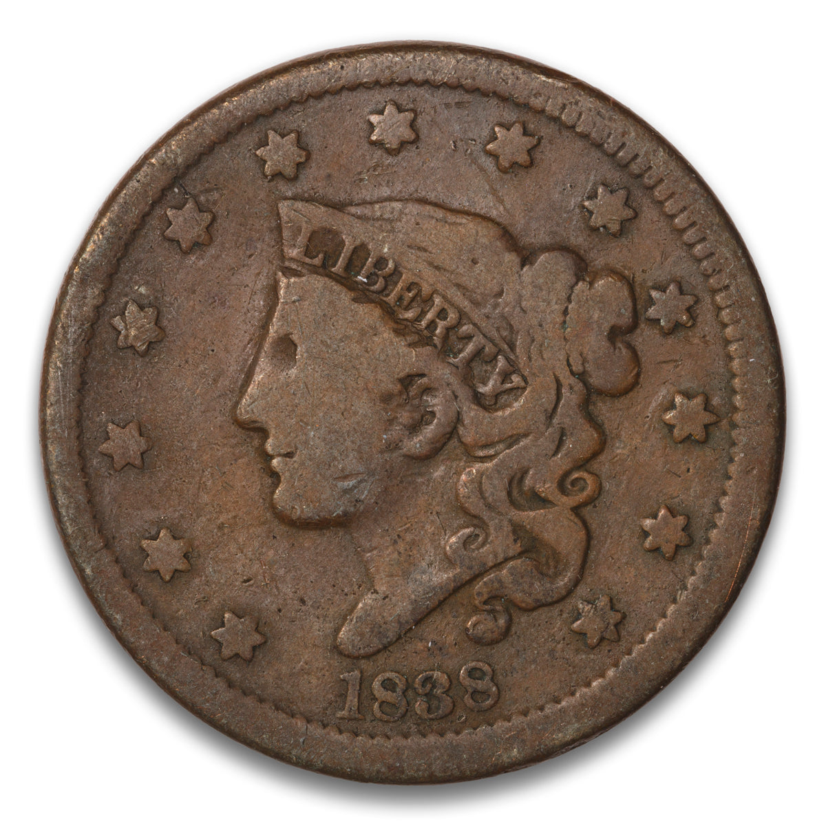 US 1 Cent Coronet 1838 Non-Certified VG-10