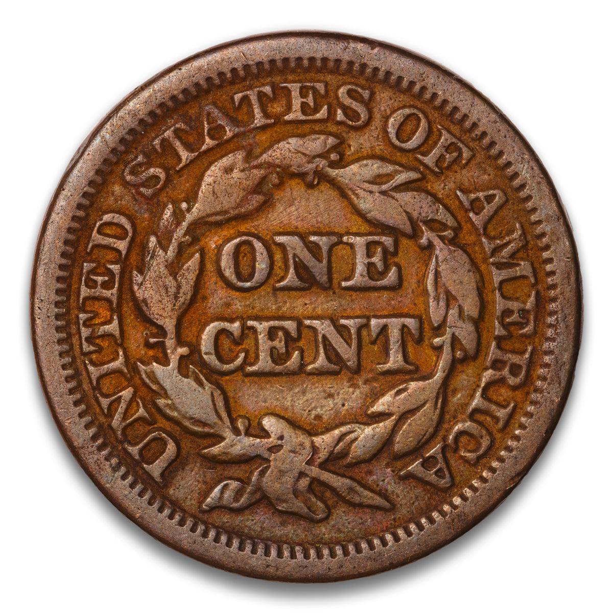 US 1 Cent Braided Hair 1845 Non-Certified VG-10