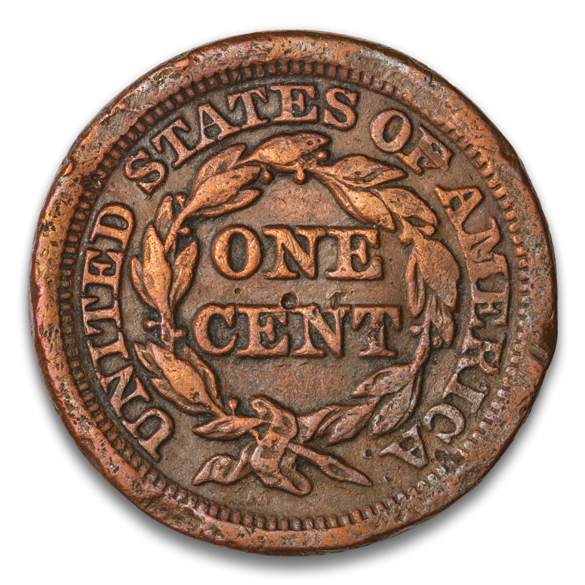 US 1 Cent Braided Hair 1854 Non-Certified F-15