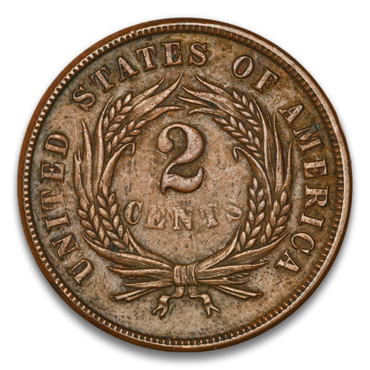 US 2 Cent 1864 Large Motto Non-Certified EF-40