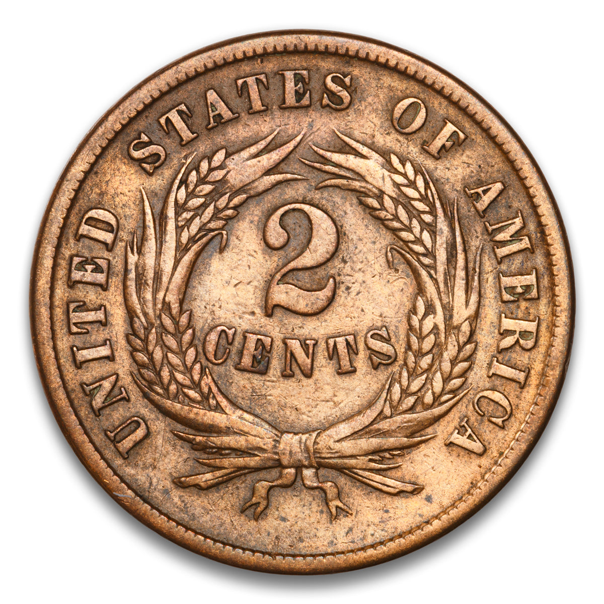 US 2 Cent 1864 Large Motto Non-Certified F-12