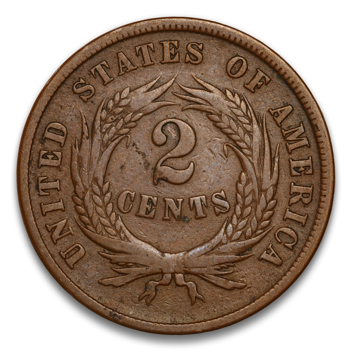 US 2 Cent 1864 Large Motto Non-Certified VG-10