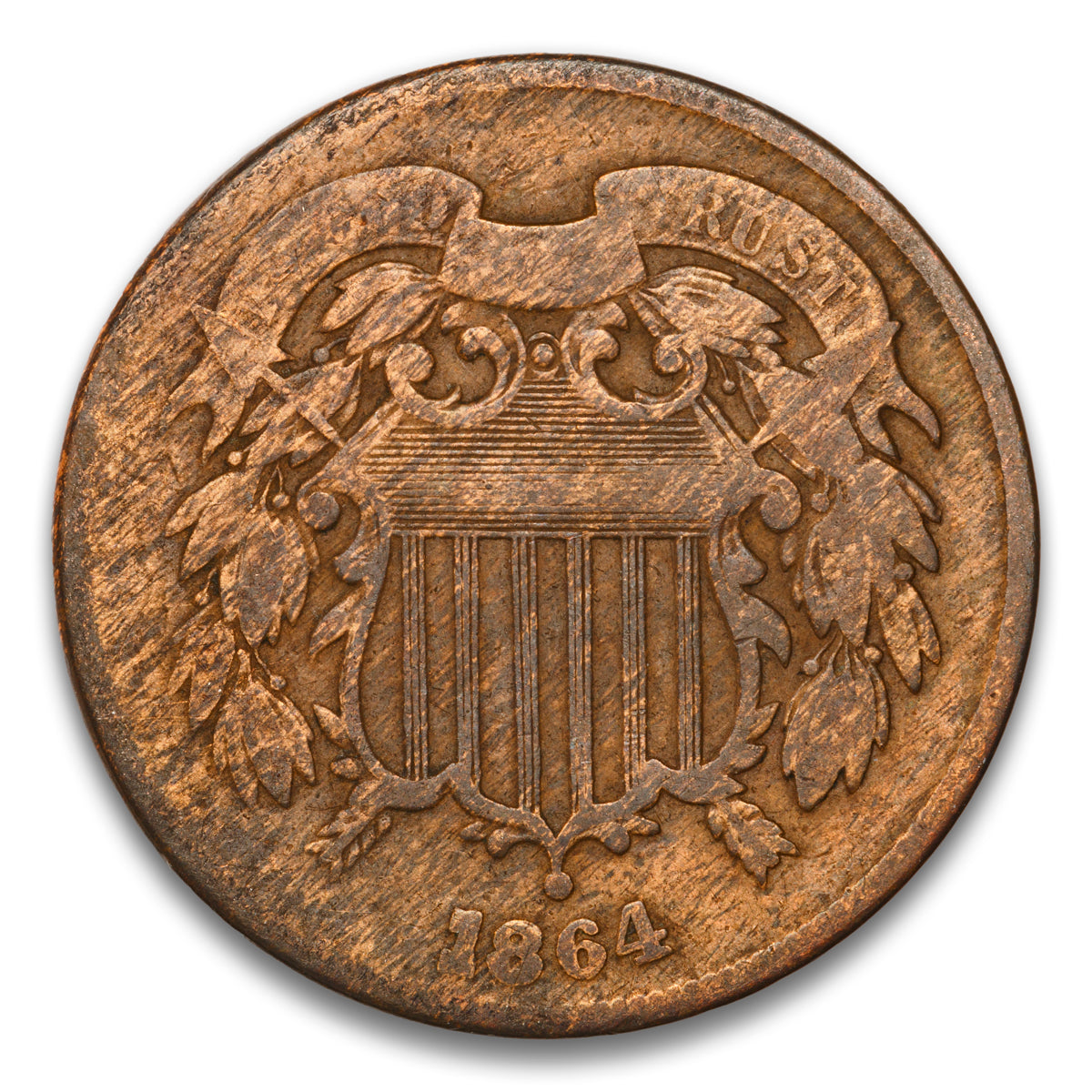 US 2 Cent 1864 Large Motto Non-Certified G-6