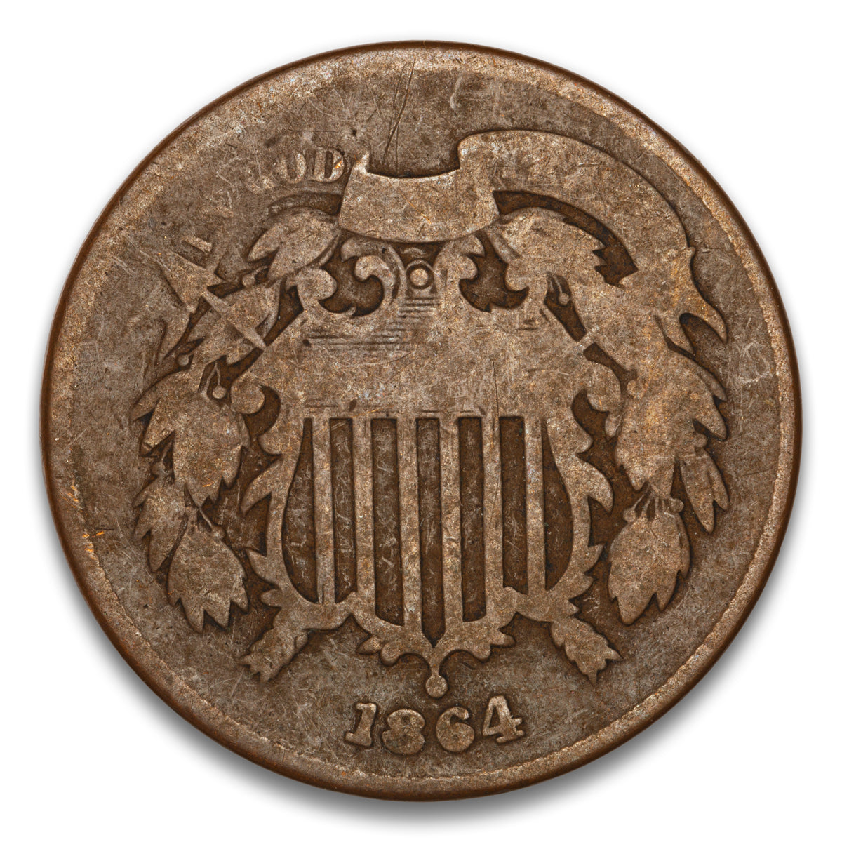 US 2 Cent 1864 Large Motto Non-Certified G-4