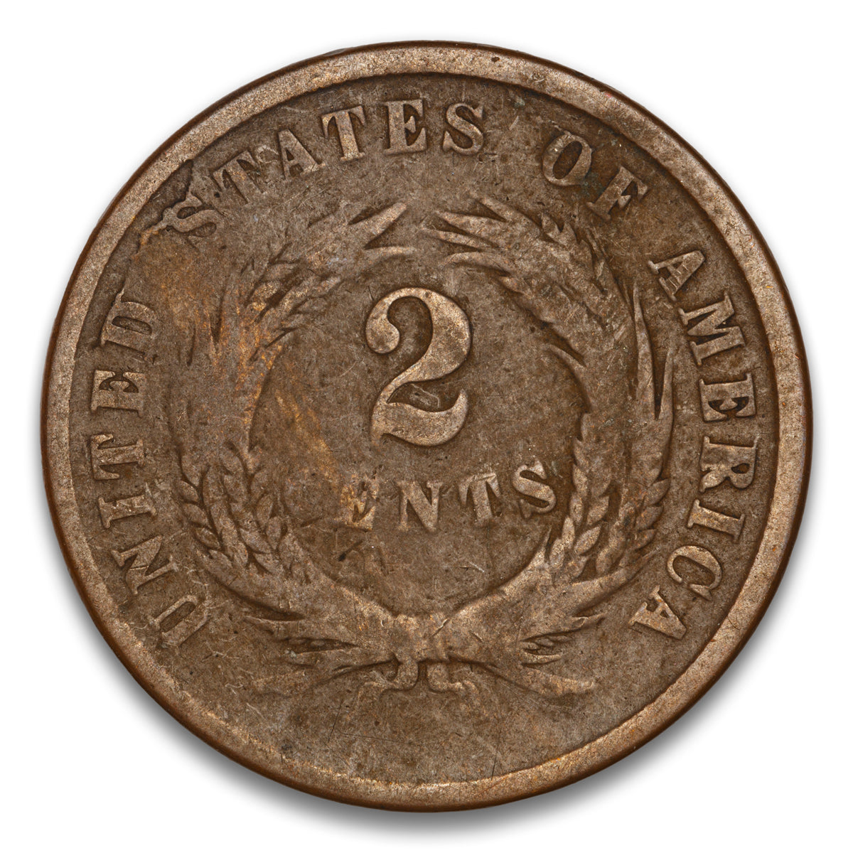 US 2 Cent 1864 Large Motto Non-Certified G-4