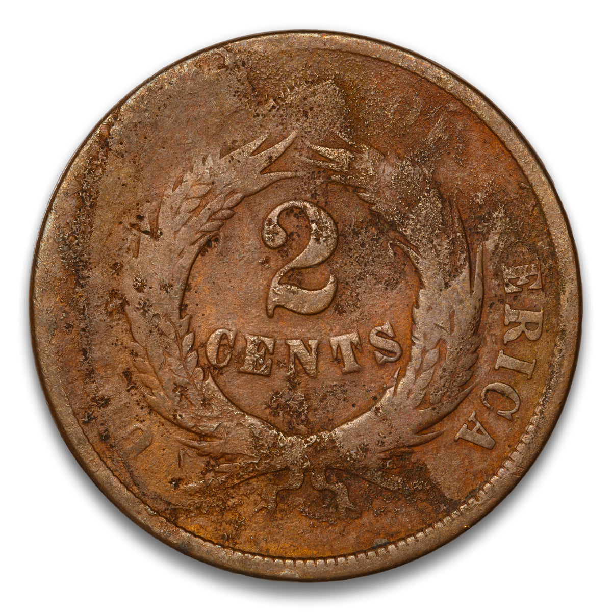 US 2 Cent 1864 Large Motto Non-Certified G-4