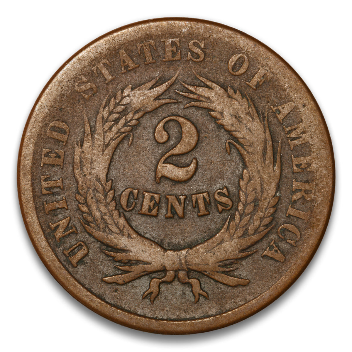 US 2 Cent 1864 Large Motto Non-Certified G-4 120? CW Rotated Dies