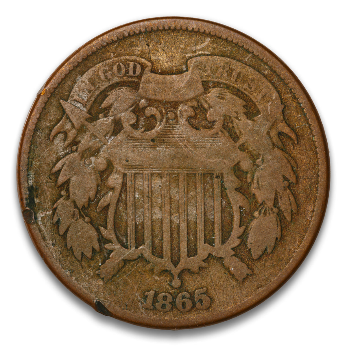 US 2 Cent 1865 Plain 5 Non-Certified G-6