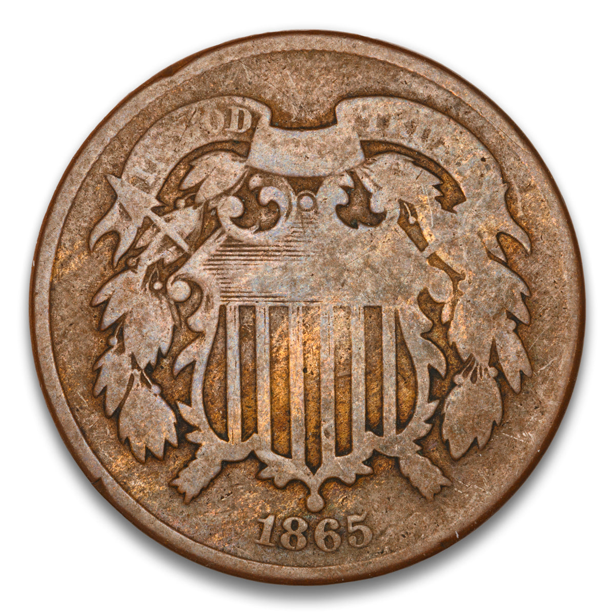 US 2 Cent 1865 Fancy 5 Non-Certified G-4