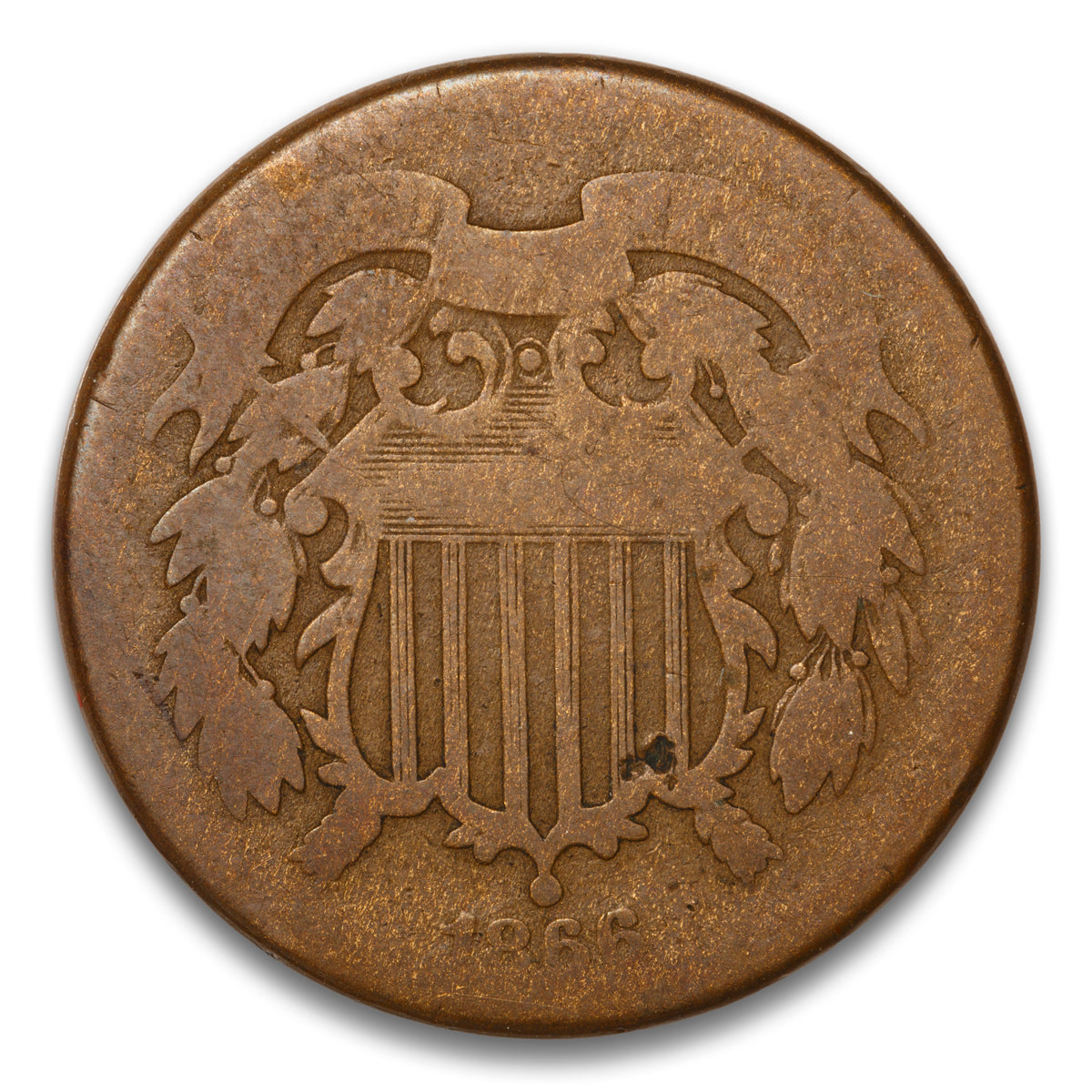 US 2 Cent 1866 Non-Certified aG-3