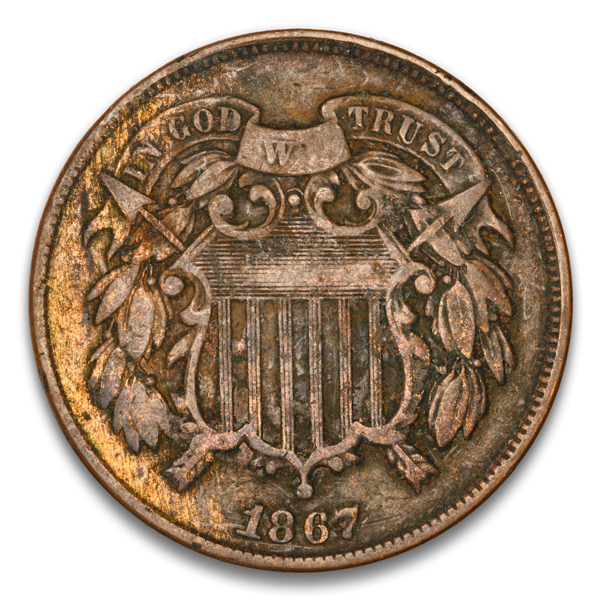 US 2 Cent 1867 Non-Certified F-15